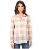 Dylan By True Grit - Sheer Buffalo Plaid One-pocket Blouse