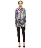 Versace Collection - Sheer Collared Printed Long Sleeve Blouse