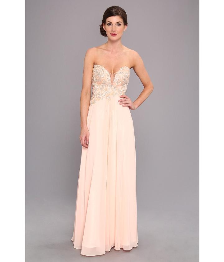 Faviana - Glamour Strapless Floral And Mesh Bodice Gown S7325