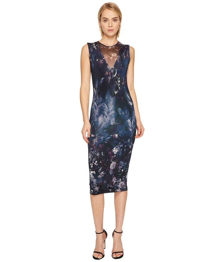 Fuzzi - Fitted Jersey Dress With Tulle Illusion Detail Cover-up