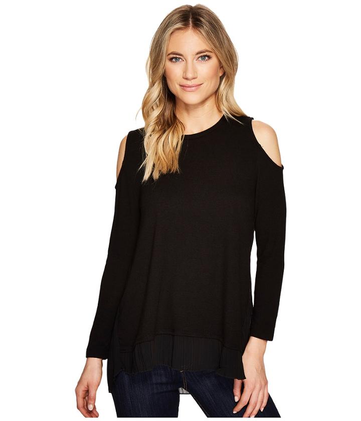 Catherine Catherine Malandrino - Cold Shoulder Mixed Media Sweater