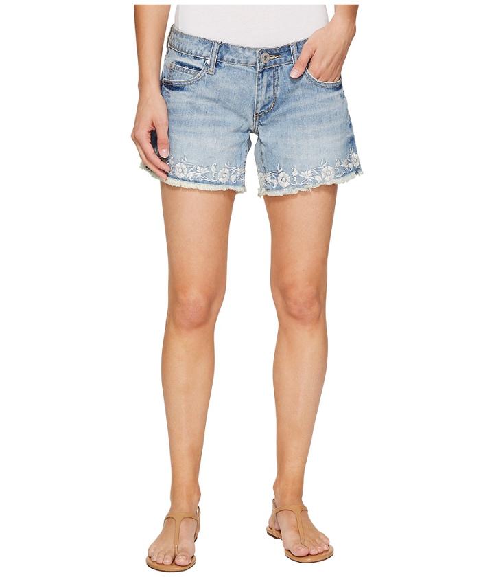 Stetson - Denim Shorts With Floral Embroidery On Hem