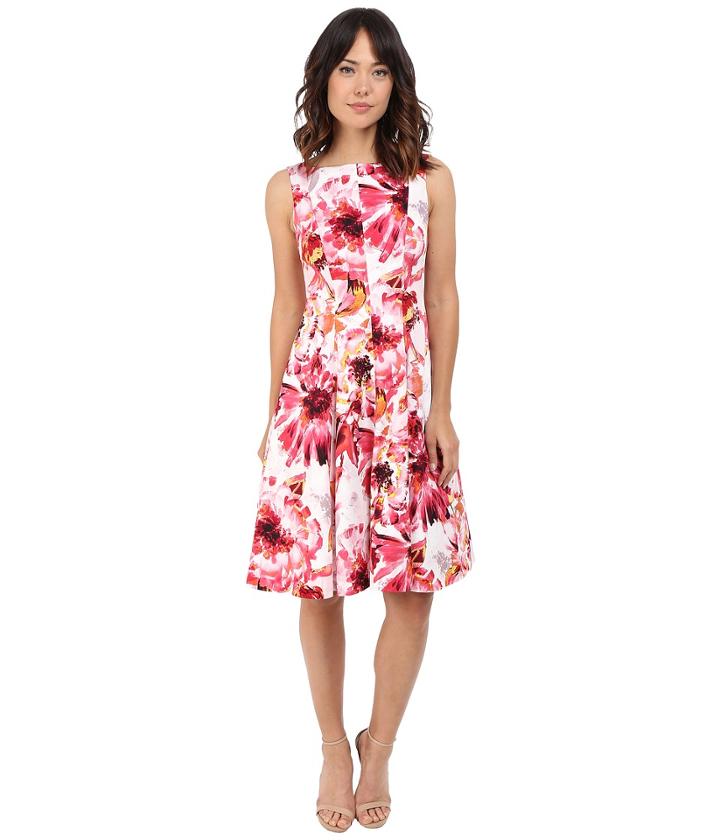 Maggy London - Painted Floral Cotton Fit And Flare Dress