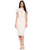 Maggy London - Dream Crepe Jewel Neck Sheath With Faggoting Trim