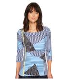 Tribal - 3/4 Sleeve Boat Neck Printed Jersey Top