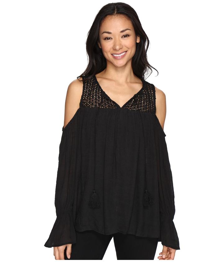 Brigitte Bailey - Sine Long Sleeve Crocheted Cold Shoulder Top