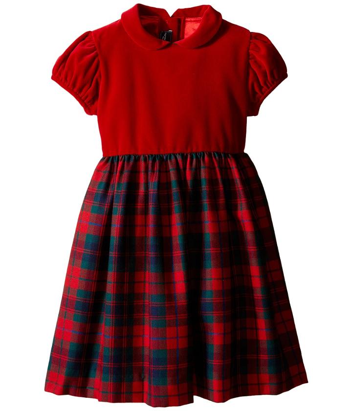 Oscar De La Renta Childrenswear - Holiday Plaid Wool Gathered Dress
