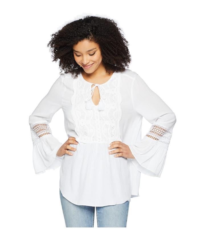 Vince Camuto - Ruffle Cuff Tie Neck Blouse W/ Lace Applique