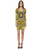 Versace Jeans - Long Sleeve Placed Printed Scoop Neck Dress
