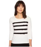 Cece - Long Sleeve Striped Pullover Sweater W/ Bows