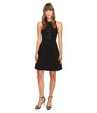 Yigal Azrou  L - Mechanical Stretch Eyelet Front Dress