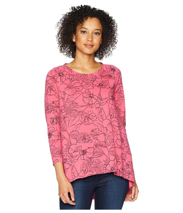 Mod-o-doc - Printed Slick Jersey 3/4 Raglan Sleeve Seamed Tee