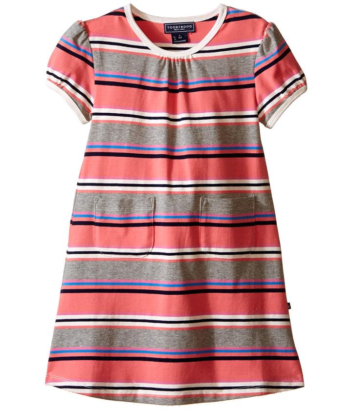 Toobydoo - Short Sleeve Dress W/ Grey/pink/navy
