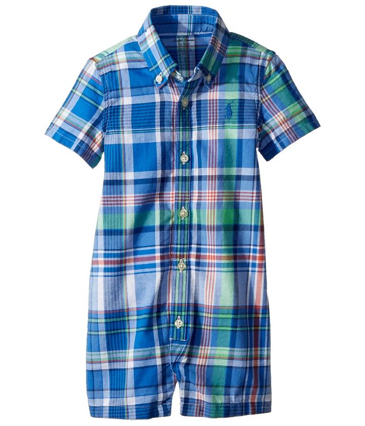 Ralph Lauren Baby - Indigo Cotton Madras Shortalls