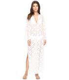 Nicole Miller - La Plage By Nicole Miller Long Sleeve Caviar Embroidery Cover-up