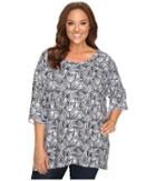 Nally &amp; Millie - Plus Size Printed Boxy Sweater Top
