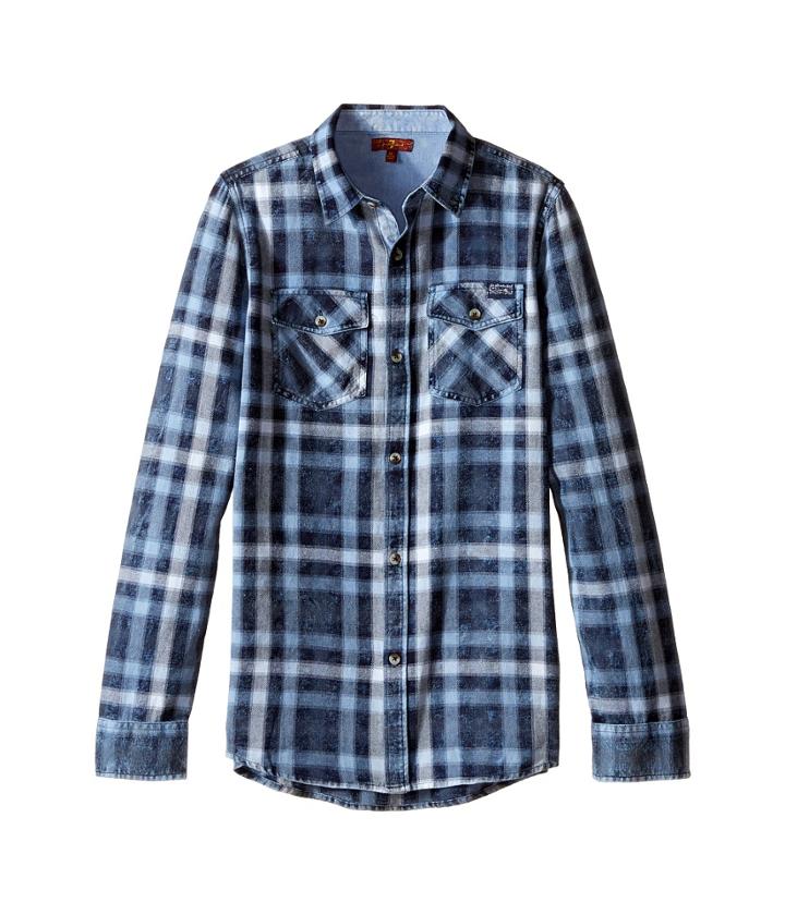 7 For All Mankind Kids - Long Sleeve Button Up Plaid Flannel Shirt