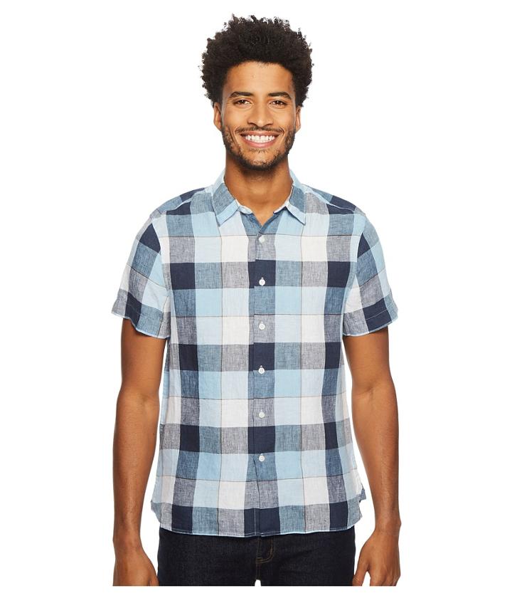 Perry Ellis - Short Sleeve Buffalo Plaid Linen Shirt