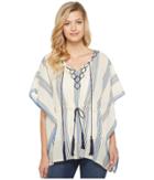 Vince Camuto - Embroidered Towel Stripe Tassel Poncho