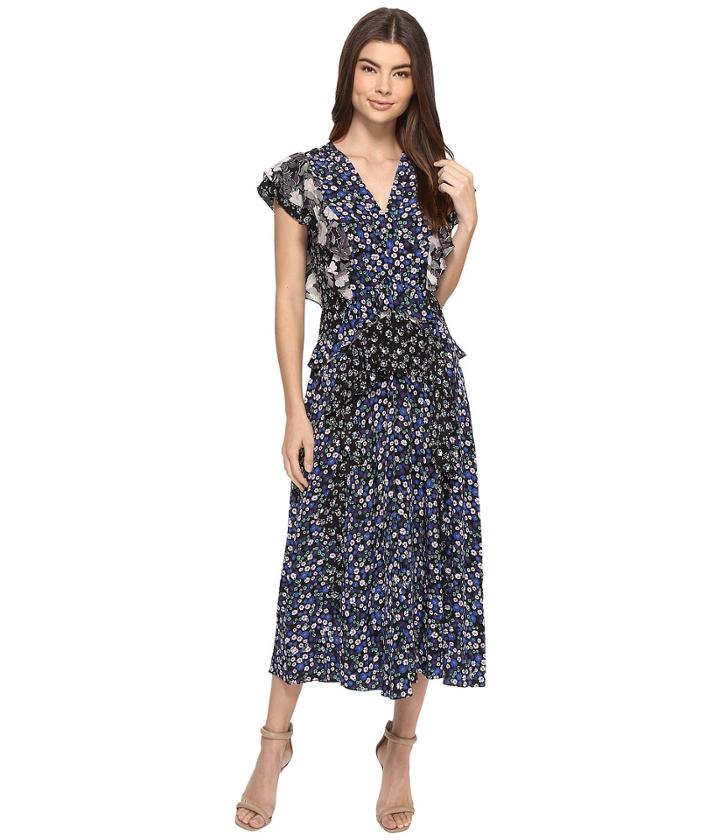 Rebecca Taylor - Short Sleeve Patch Print Dress