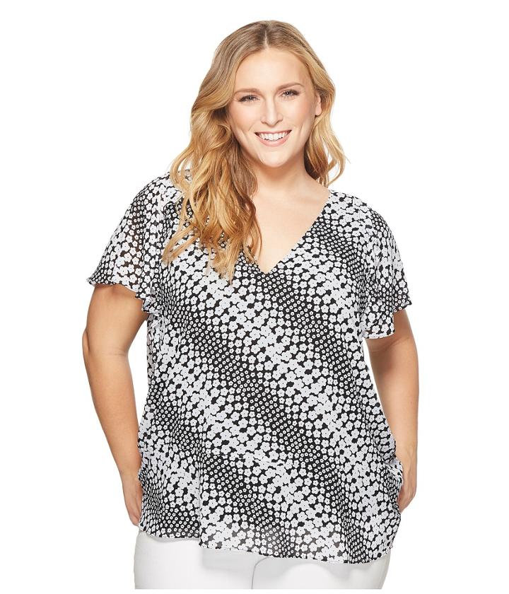 Michael Michael Kors - Plus Size Bias Flower Striped Top