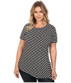 Vince Camuto Plus - Plus Size Short Sleeve Stripe Pulse Side Ruched Top