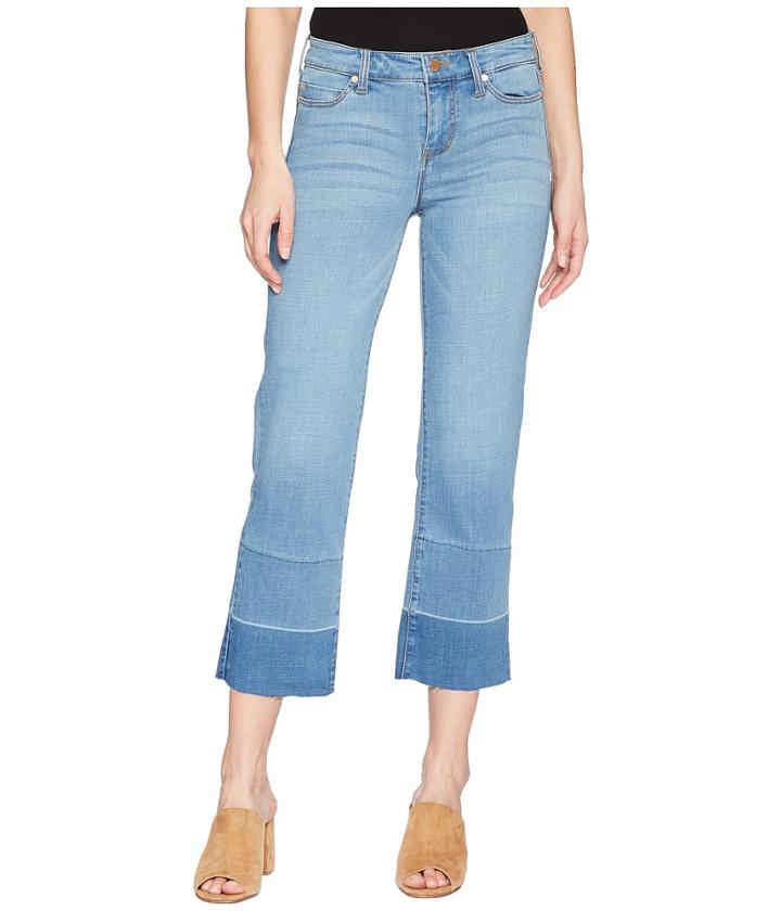 Liverpool - Carter Crop Straight With Release Hem In Crosshatch Stretch Denim In Hearst