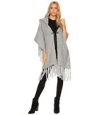 Steve Madden - Fuzzy Knit Poncho Style Hooded Ruana