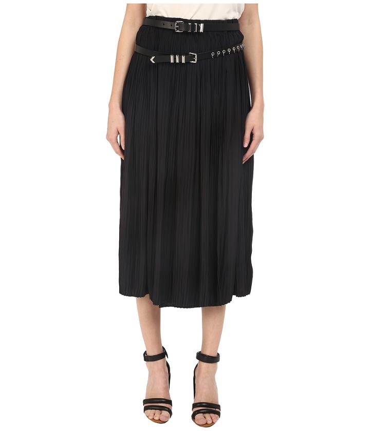 The Kooples - Pleats Leather Belt Skirt