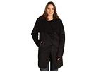 DKNYC Plus Size - Plus Size L/S Button Thru Coat (Black) - Apparel