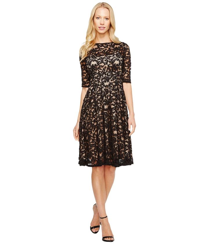 Adrianna Papell - 3/4 Sleeve All Over Lace Dress