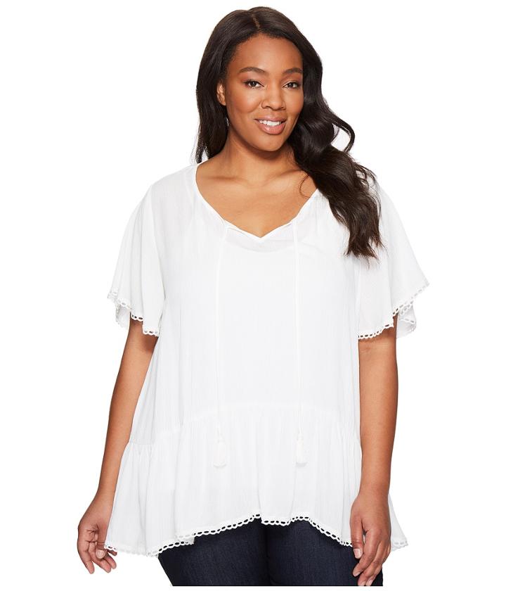 Karen Kane Plus - Plus Size Lace Trim Short Sleeve Top