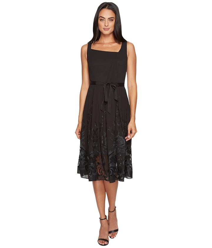 Tahari By Asl - Embroidered Hem Chiffon Dress