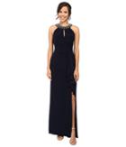 Vince Camuto - Gathered Neck Halter Gown W/ Beading At Neckband