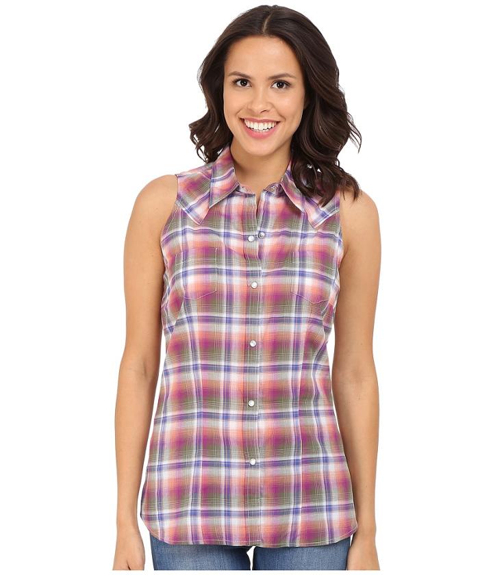 Stetson - Orchid Plaid Sleeveless Western Shirt