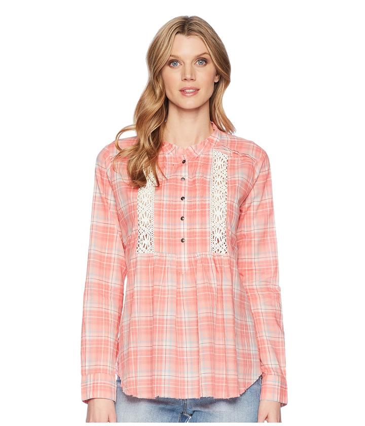 Roper - 1600 Coral Plaid Long Sleeve Tunic