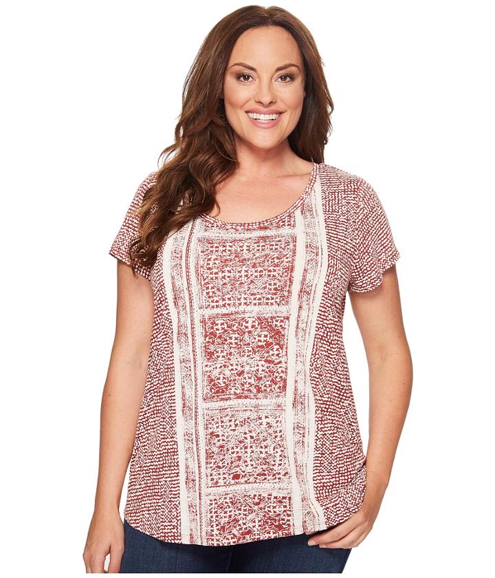 Lucky Brand - Plus Size Spiced Red Printed Tee