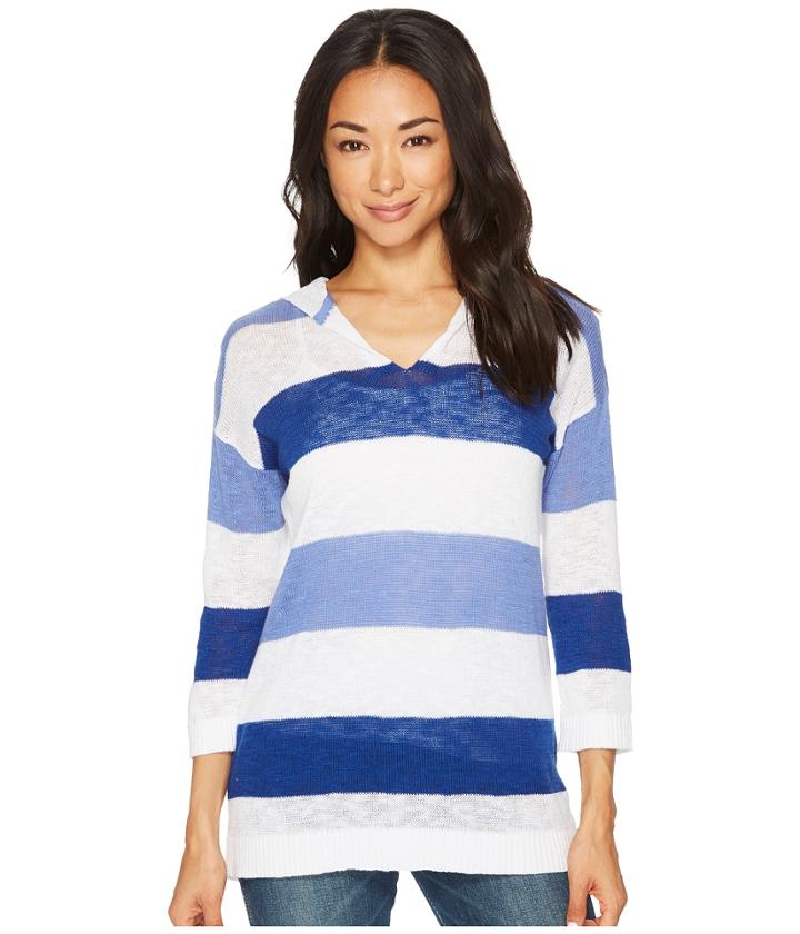 Tribal - Cotton Slub Yarn Hooded Stripe Sweater