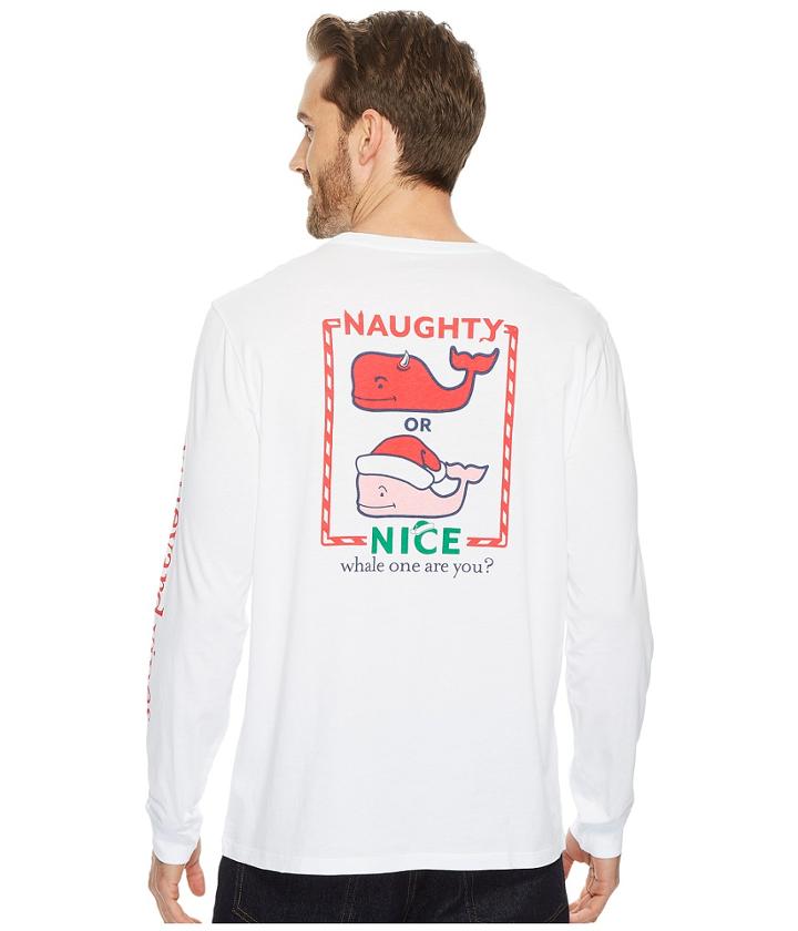 Vineyard Vines - Long Sleeve Naughty Or Nice Pocket Tee
