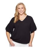 Calvin Klein Plus - Plus Size Double Ruffle Short Sleeve Top With Chain