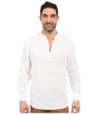 Perry Ellis - Long Sleeve Solid Linen Popover Shirt