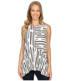 Vince Camuto - Sleeveless Linear Geo Ruffle Front Blouse