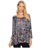 Nally &amp; Millie - Grey Ikat Print Long Sleeve Tunic
