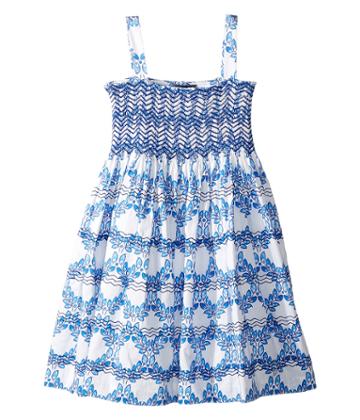 Oscar De La Renta Childrenswear - Cotton Leaf Grid Smocked Dress