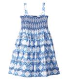 Oscar De La Renta Childrenswear - Cotton Leaf Grid Smocked Dress