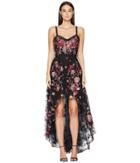 Marchesa Notte - Sleeveless High-low Embroidered Flocked Tulle Gown With Corset