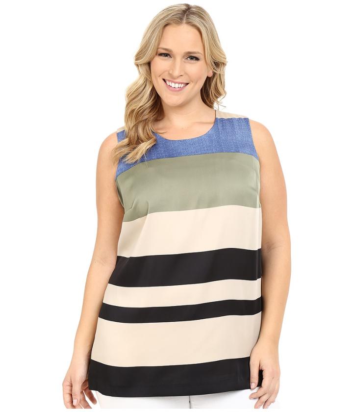 Vince Camuto Plus - Plus Size Sleeveless Veranda Stripe Blouse