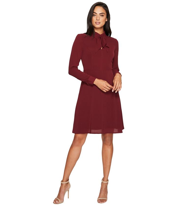 Maggy London - Catalina Crepe Fit And Flare With Tie Neck