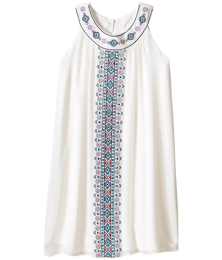 Us Angels - Georgette Sleeveless Ringer Trapeze Dress W/ Embroidery