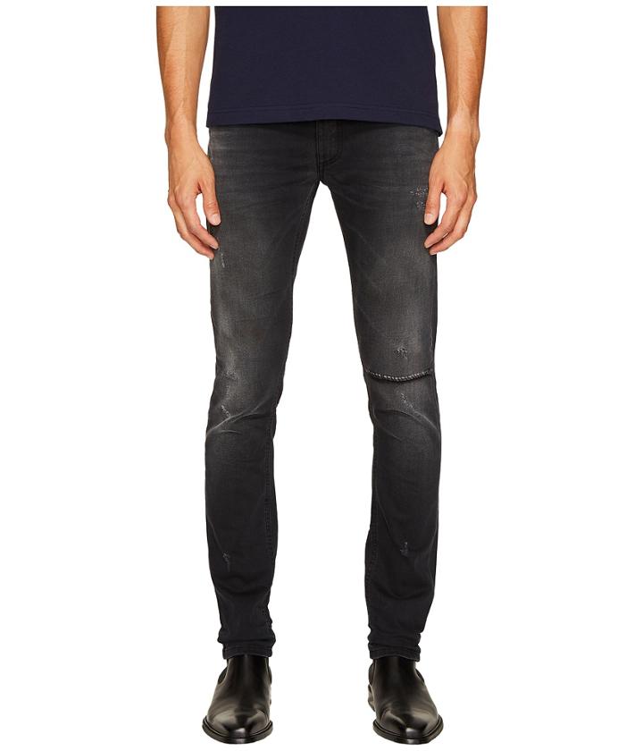 Versace Jeans - Distressed Grey Slim Fit Jeans In Black